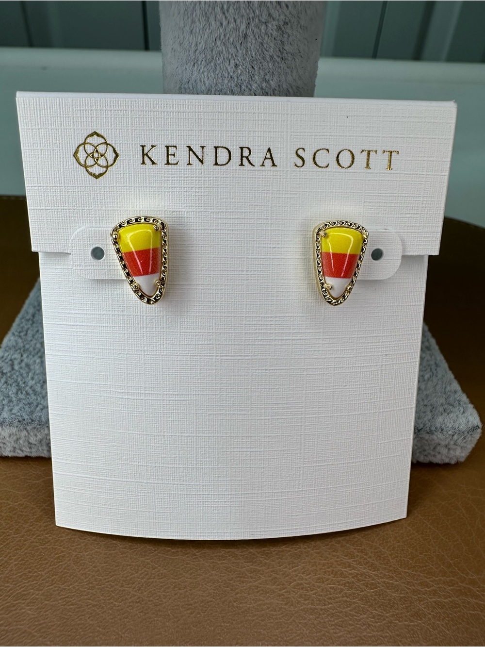 Kendra Scott Candy Corn Halloween Stud Earrings in Goldtone